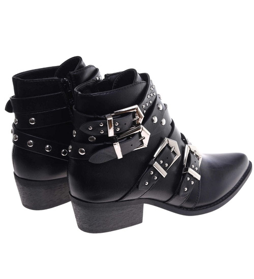 Czarne botki kowbojki z ćwiekami /D3-3 9348 S290/