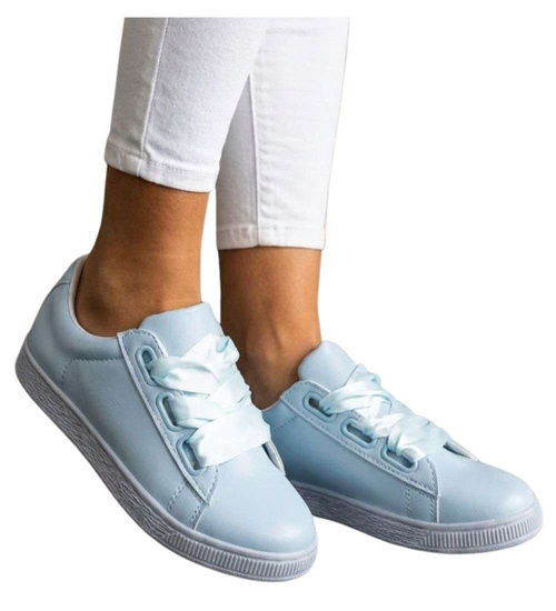 Wiązane trampki damskie pastelowe Baby Blue /A3-3 17510 W192/