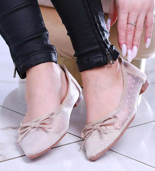 Siateczkowe beżowe balerinki Seastar /A1-2 13865 T195/