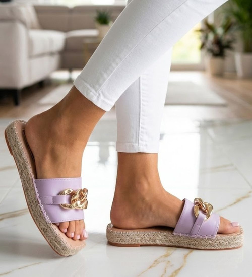 Fioletowe klapki espadryle na platformie /E9-3 11484 T297/