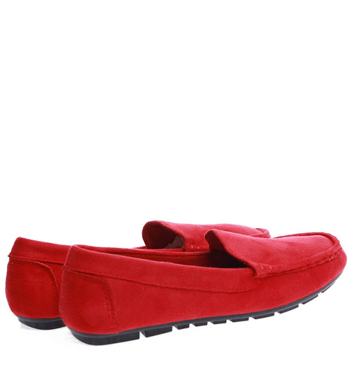 Czerwone zamszowe półbuty balerinki lordsy /F9-2 15628 T187/