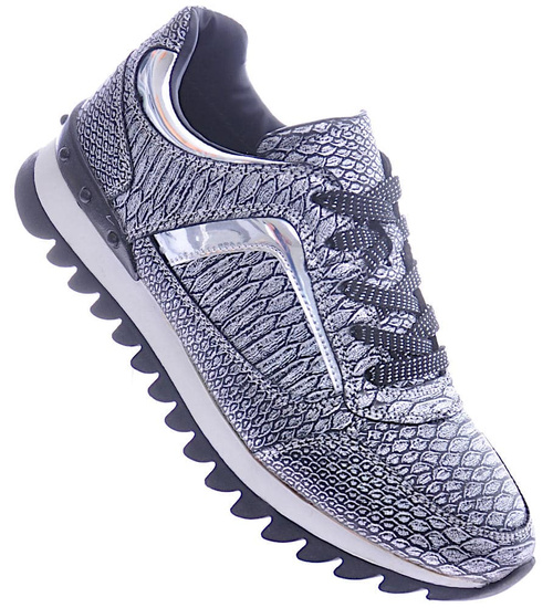 Damskie trampki sneakersy srebrne /E6-1 12549 T285/