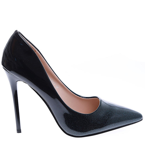 Granatowe czółenka damskie na wysokiej szpilce /G7-2 15865 T155/