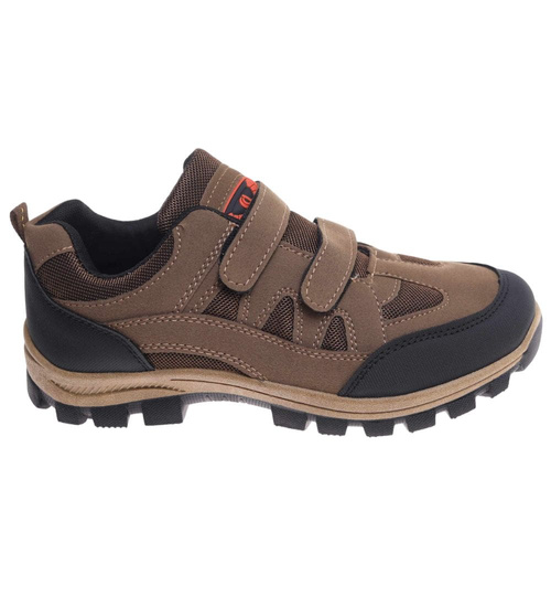 Buty trekkingowe na rzepy Brązowe /E3-3 18205 T386/