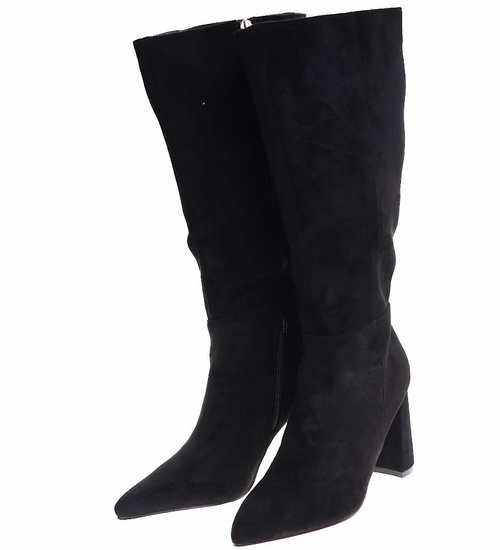 Klasyczne czarne kozaki na grubym obcasie /E3-1 16948 T481/