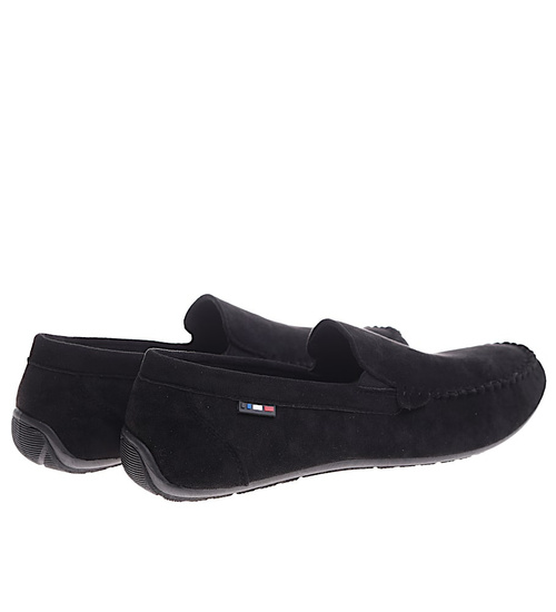 Czarne półbuty męskie zamszowe mokasyny /F6-2 16772 S395/