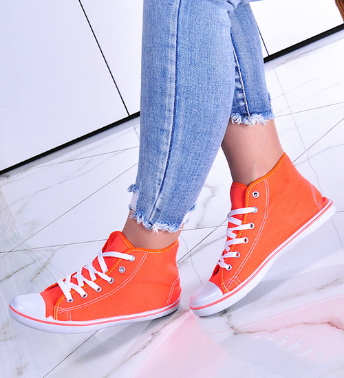 Pomarańczowe trampki damskie /F1-1 7408 S094/