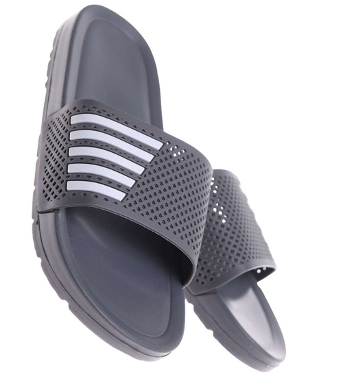 Szare wodoodporne klapki męskie plażowe /E8-1 18370 T188/