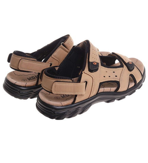 Sandały klapki męskie Beżowe nad wymiar /A9-1 17878 T582/