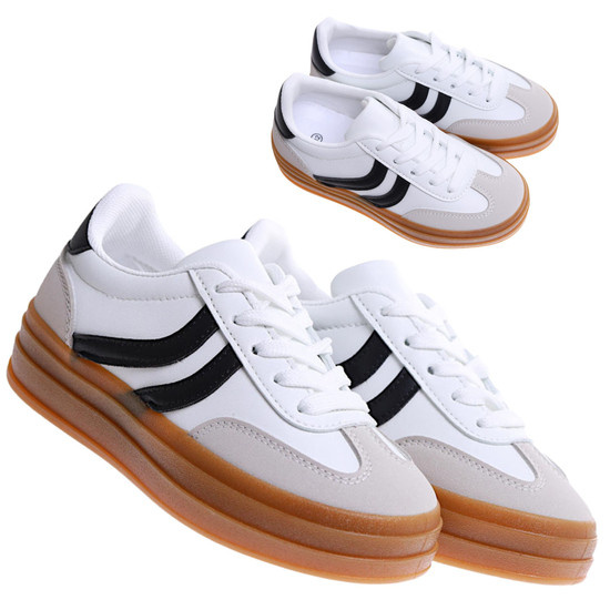 Dziewczęce białe trampki na platformie /B5-2 17237 T488/