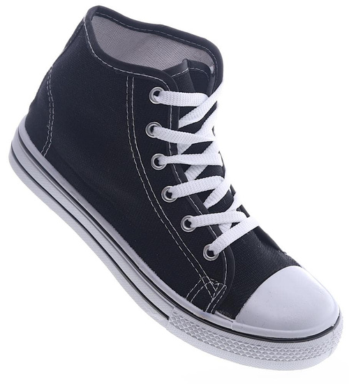 Klasyczne czarne trampki z wysoką cholewką /D7-1 13272 S172 +h2/