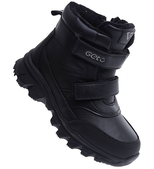 Czarne chłopięce trapery ocieplane na rzepy /E8-2 15344 T549/