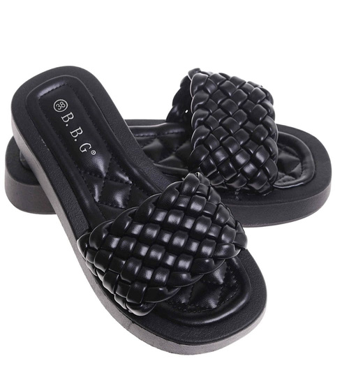 Klapki damskie czarne na platformie /D6-2 17783 T191/