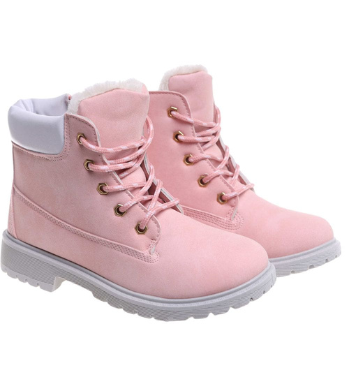 Różowe dziewczęce trapery z futerkiem /A4-3 16995 T295/