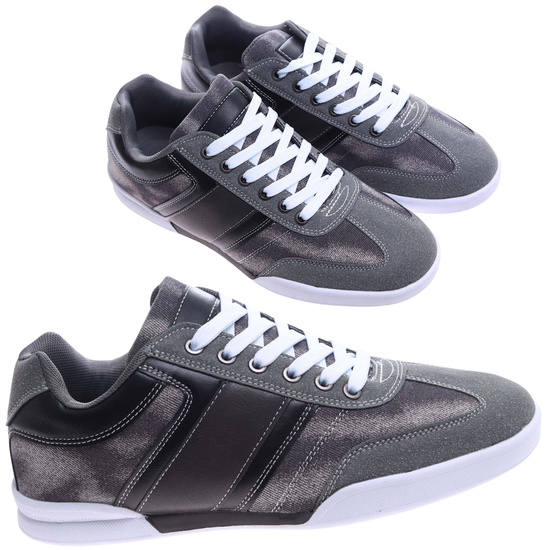 Sznurowane szare trampki męskie /G12-3 17378  GF585/