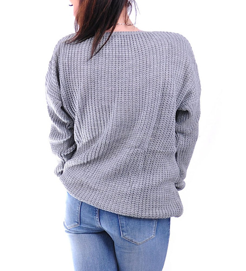 Szary sweterek damski z wzorkiem /D8-1 UB300 U108/