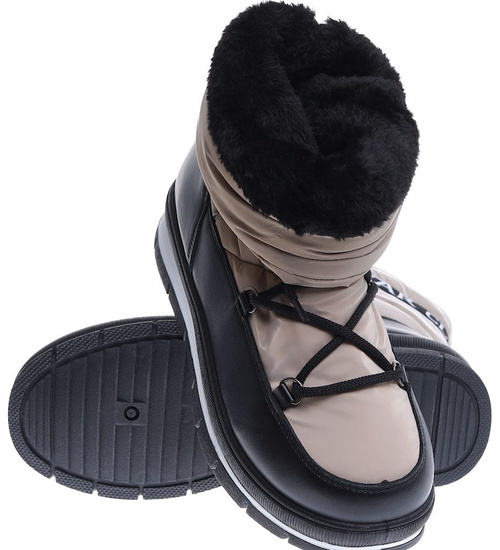 Zimowe kozaki śniegowce Khaki /G6-2 15401 T635/