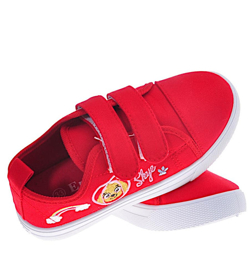 Czerwone trampki dziewczęce na rzepy /E10-2 10875 T191/