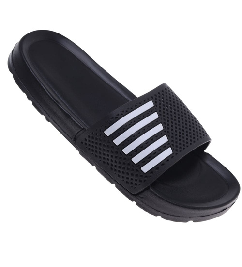 Klapki damskie na basen wodoodporne czarne ażurowe /F7-1 18638 T187/