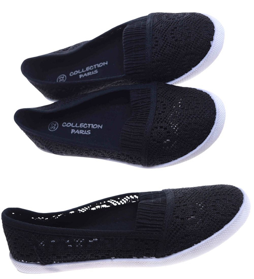 Czarne ażurowe tenisówki dziewczęce /E8-2 15833 T069/