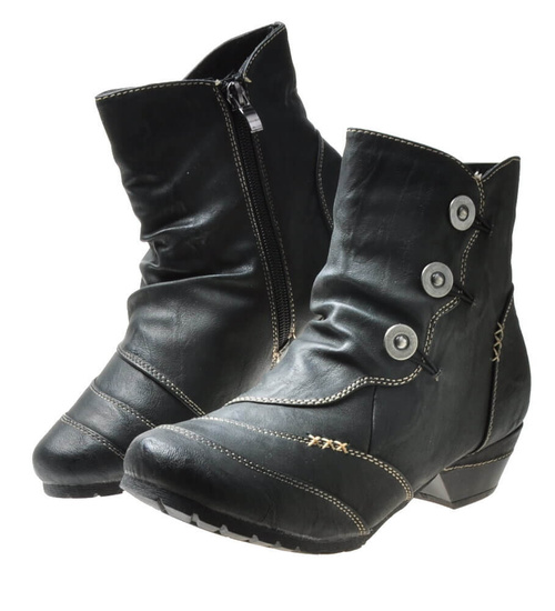 Czarne ocieplane botki z guzikami /D8-3 6750 S290/