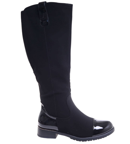 Eleganckie czarne kozaki damskie /C1-2 18297 T5/