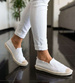 Białe espadryle z szarpaniami /F7-2 18728 T285/