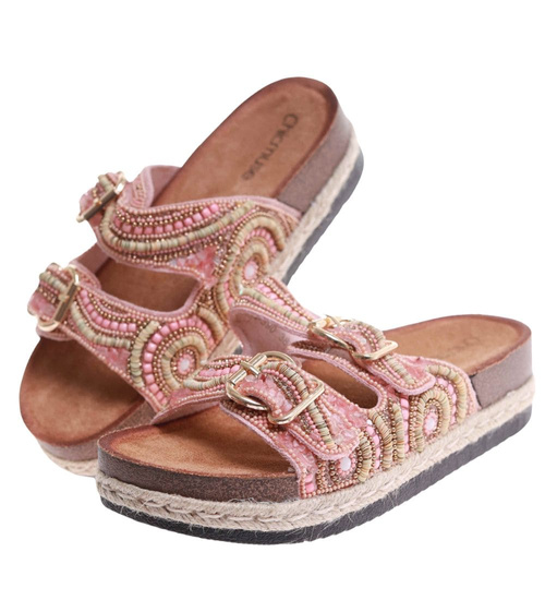 Różowe klapki damskie na niskiej platformie /G9-1 17692 G289/