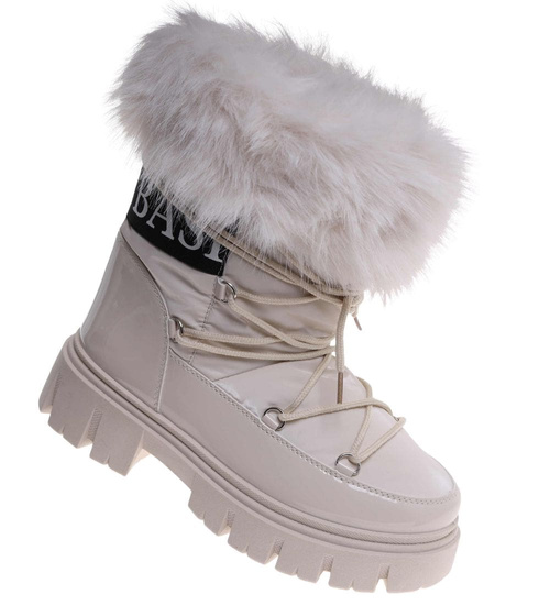 Ocieplane kozaki śniegowce eskimoski Beżowe /D9-1 18606 T388/