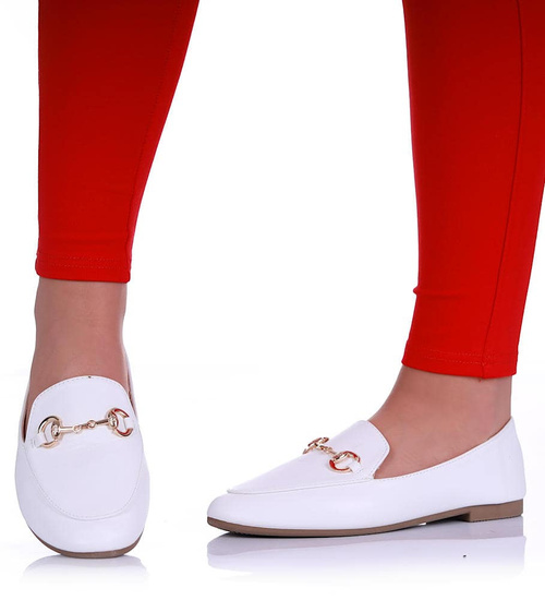 Wsuwane białe baleriny lordsy /C6-3 17198 G18-45/