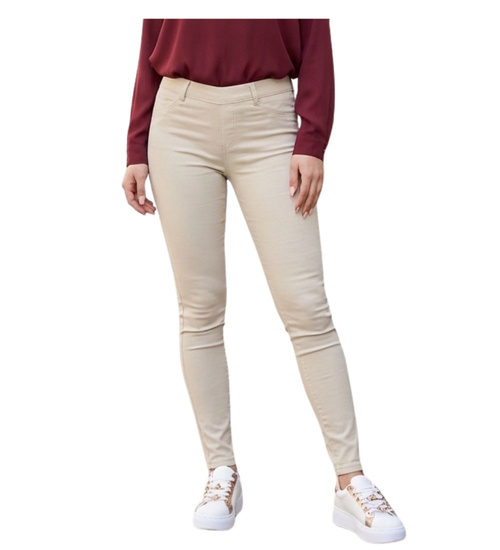 Wyszczuplające lśniące legginsy beżowe /H2 UB857 G8-6/