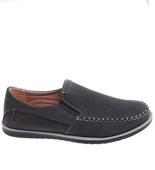 Wsuwane męskie półbuty mokasyny szare /B6-1 16544 T481/