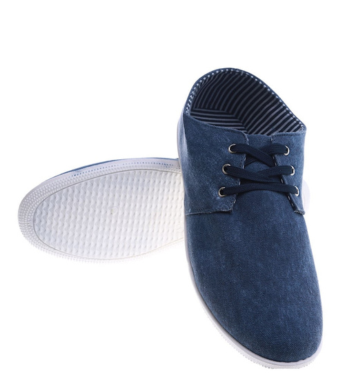 Granatowe męskie trampki z wiązaniami /G6-1 2279 S290/