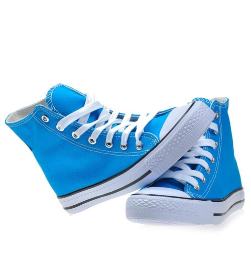 Wysokie niebieskie trampki z tkaniny /E2-2 4236 S174/
