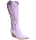 Ażurowe kozaki damskie na obcasie Fioletowe /B1-2 14753 T108/