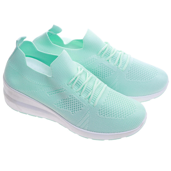 Zielone trampki damskie na koturnie /G6-2 17420 T196/