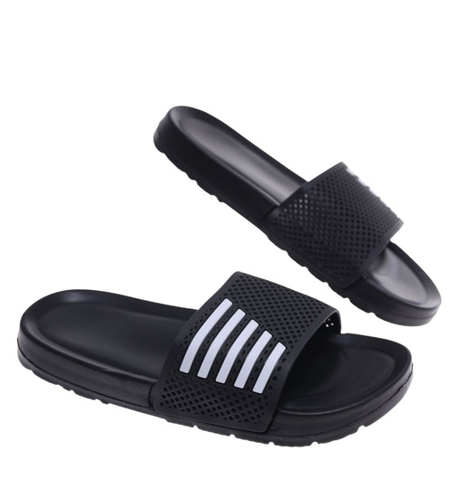 Klapki damskie na basen wodoodporne czarne ażurowe /F7-1 18638 T187/