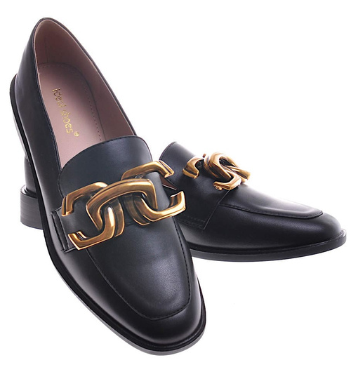 Czarne półbuty oxfordy z ozdobą /D6-2 11598 T581/