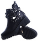 Czarne damskie botki workery z dżetami na platformie /D6-3 15235 T392/