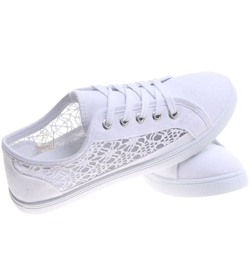 Koronkowe ażurowe białe tenisówki /G12-2 16290 T287/