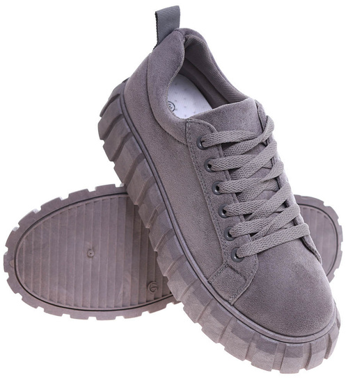 Szare trampki creepersy na platformie /C5-3 16658 S230/