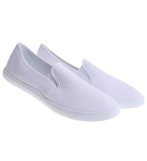 Białe materiałowe tenisówki slip on /C5-2 17772 T280/