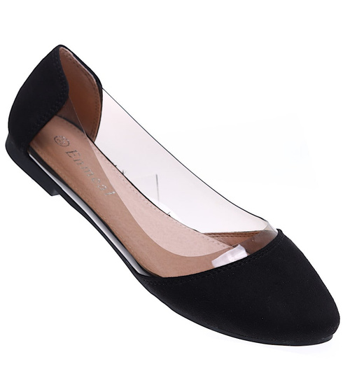 Transparentno czarne balerinki /A9-2 15854 T190/