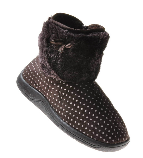 Domowe buty kapcie dla dzieci Brązowe /F10-1 6866 S096/