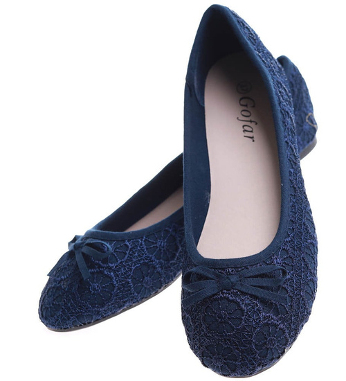 Granatowe koronkowe baleriny /G5-3 16607 T8-61/