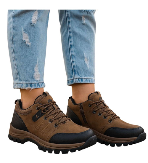 Grubo ocieplone wiązane buty trekkingowe /b4-3 18450 T585/