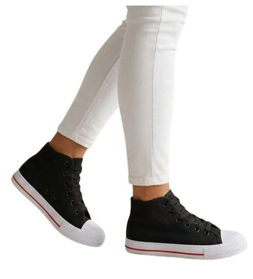 Wysokie czarne rampki damskie /G13-1 14296 T131/