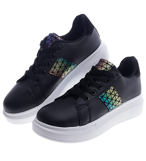 Czarne sznurowane trampki creepersy /D2-2 13226 S295/