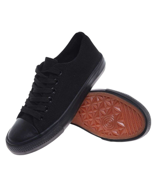 Klasyczne czarne trampki damskie z niską cholewką /E5-2 18680 T185/