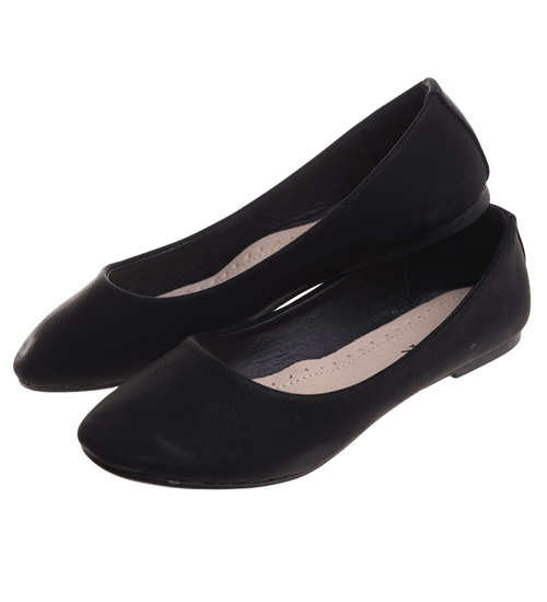 Czarne klasyczne baleriny damskie /A10-2 H2 4566 S087/